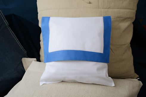 Hemstitch Baby Envelope Pillows. 12"x12". French Blue color